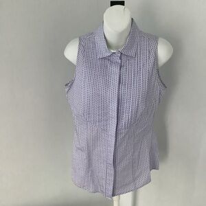 Faconnable Periwinkle Sleeveless Button-Down Cotton Top Sz. 4